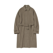 Auralee Super Fine Wool Mosser Soutien Collar Coat Khaki Beige - 24AW