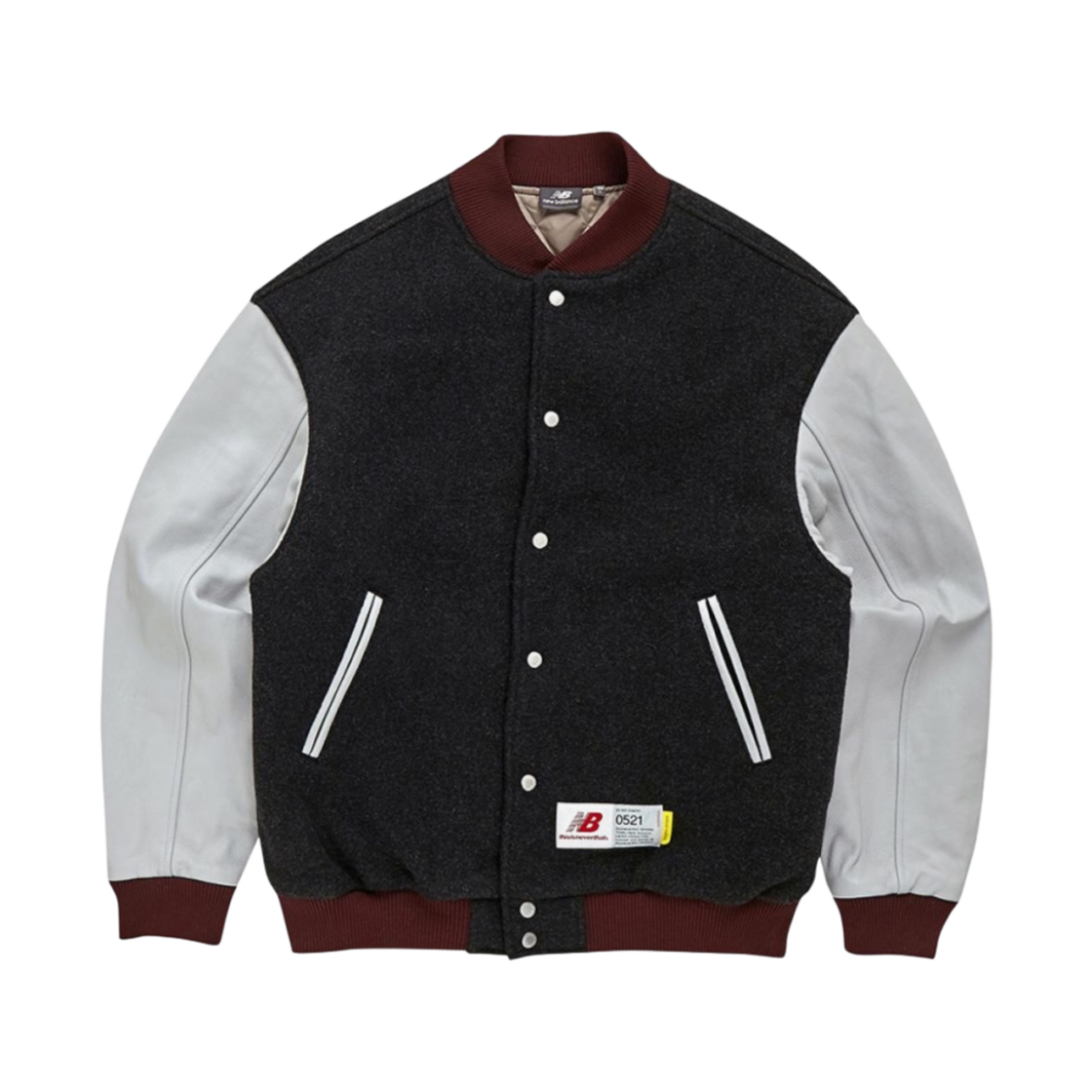 뉴발란스 x 디스이즈네버댓 바시티 자켓 차콜(New Balance x Thisisneverthat Varsity Jacket Charcoal)