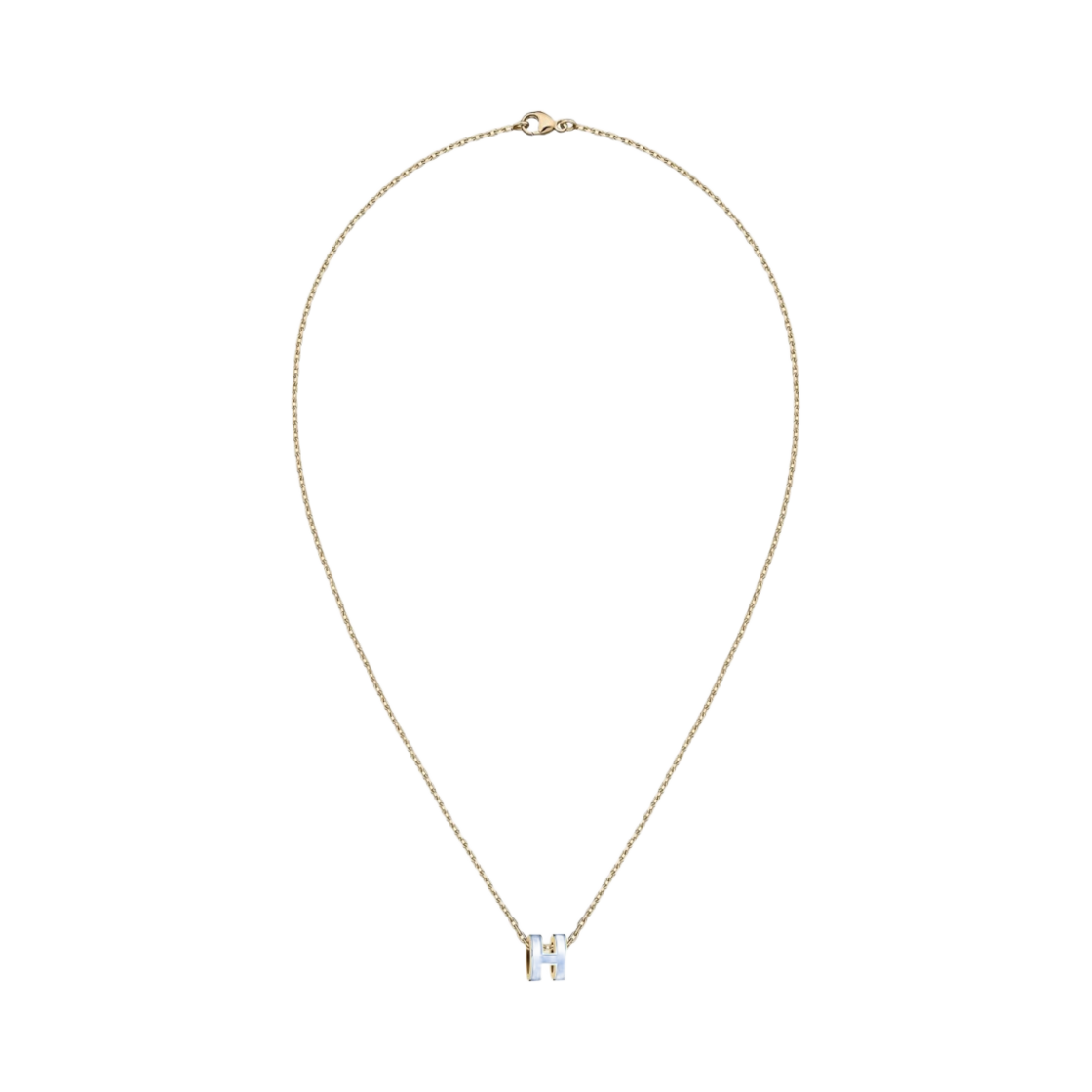 (W) 에르메스 미니 팝아슈 펜던트 골드 하드웨어 & 블루 사튀르((W) Hermes Mini Pop H Pendant Gold & Bleu Sature) - 1