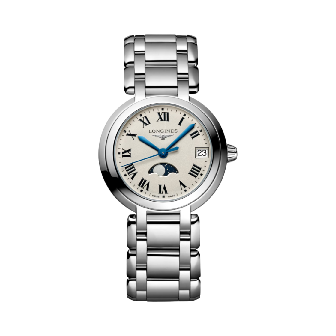 (W) 론진 프리마루나 문페이즈 30.5mm 스테인리스 스틸 실버((W) Longines PrimaLuna Moonphase 30.5mm Stainless Steel Silver)