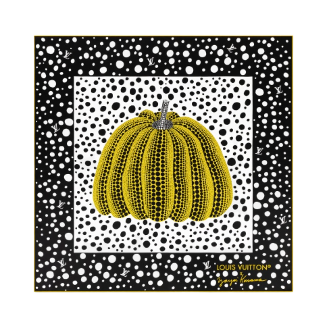 (W) 루이비통 x 야요이 쿠사마 인피니티 닷 스퀘어 90 옐로우 블랙((W) Louis Vuitton x YK Infinity Dots Square 90 Yellow Black)