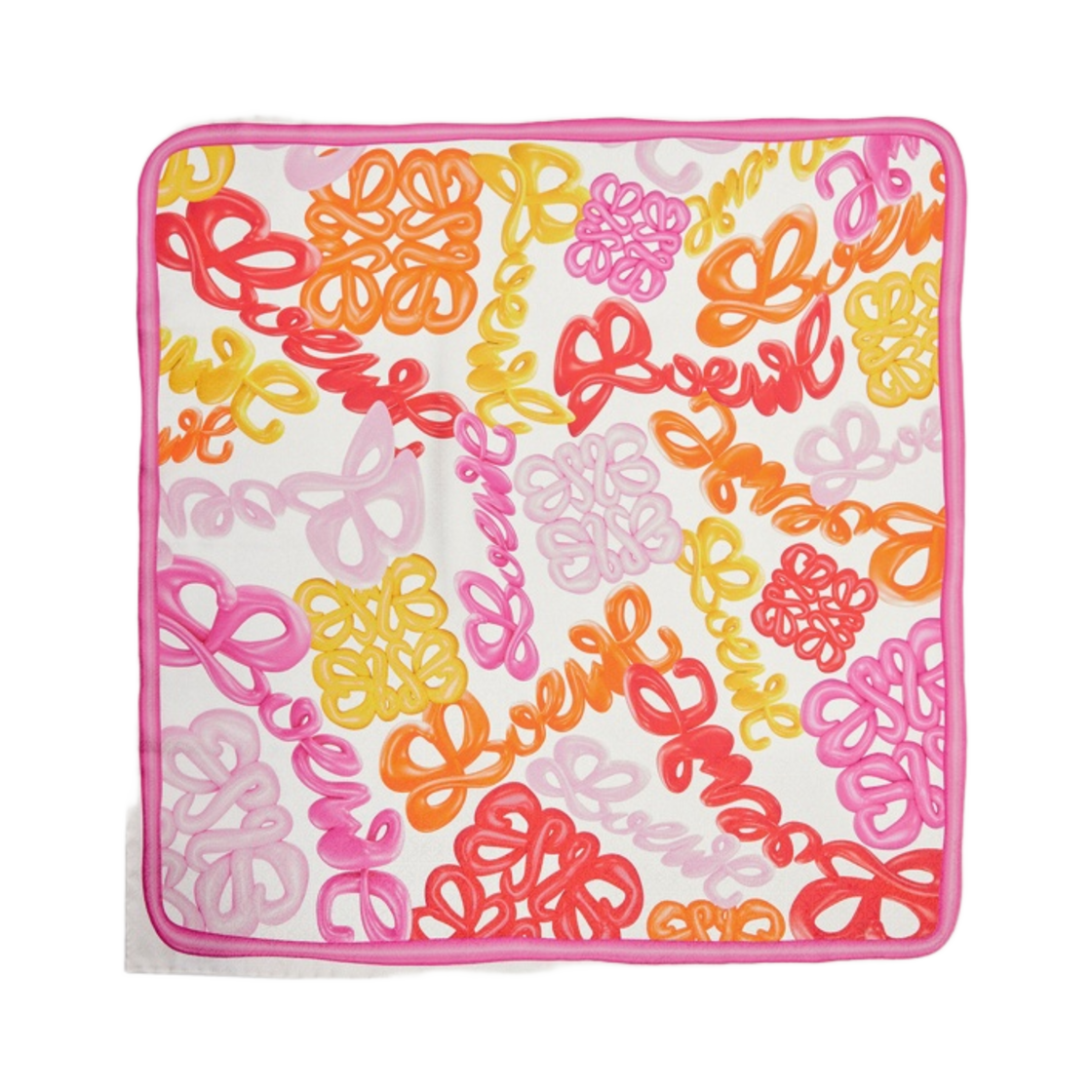 (W) 로에베 아나그램 스카프 인 실크 브라이트 핑크 멀티컬러((W) Loewe Anagram Scarf In Silk Bright Pink Multicolor) - 1