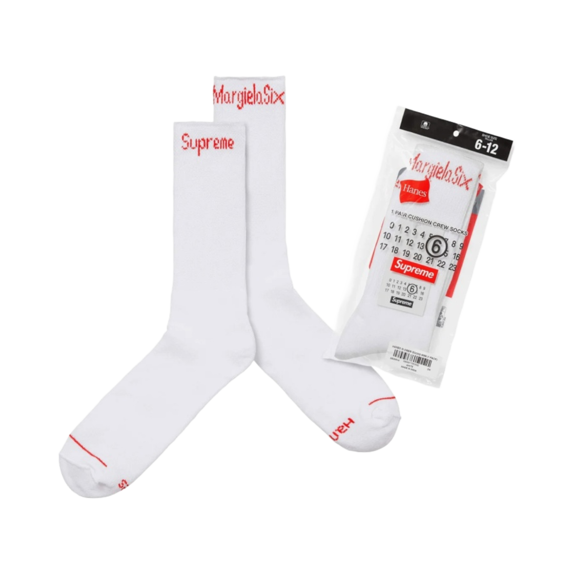 슈프림 x MM6 메종 마르지엘라 헤인즈 크루 삭스 화이트 (1개입) - 24SS