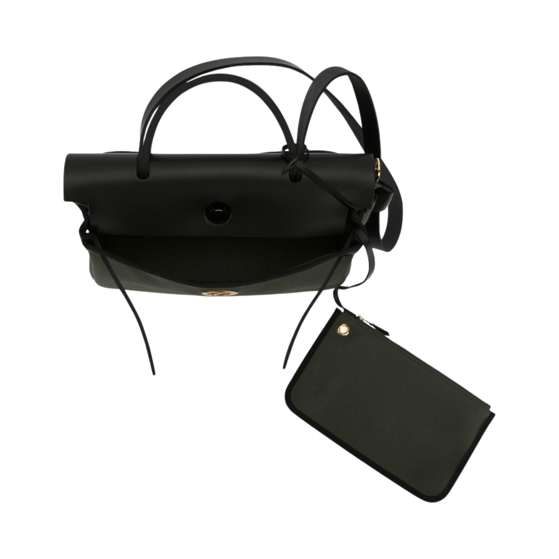 에르메스 에르백 집 31 백 르투르네 & 골드 하드웨어 베르 드 그리 누아(Hermes Herbag Zip 31 Bag Retourne & Gold Vert De Gris Noir) - 4