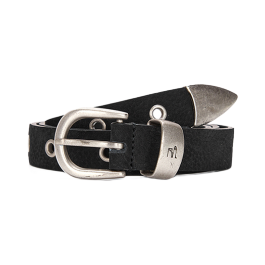MW245-BT01-BKNB Margesherwood Leather Symbol Belt Black Nubuck