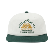 KREAM MERCH Hello Sun Kream Relaxed Fit Arch Logo 6 Panel Cap Off White Green - 25SS