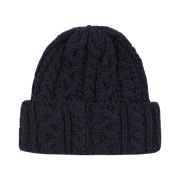 Drake's Wool Cable Knit Cap Navy