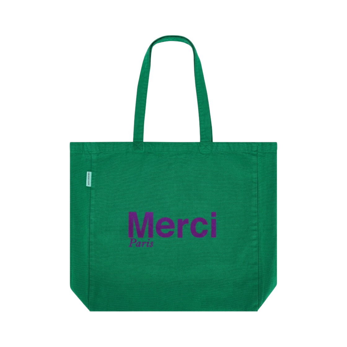 - Merci Cotton Tote Bag Large Green Purple