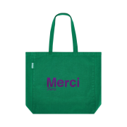 Merci Cotton Tote Bag Large Green Purple