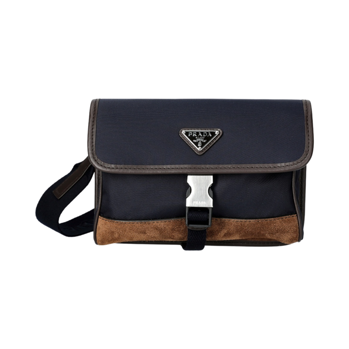 2ZH108-384-F0C1B Prada Triangle Logo Saffiano Crossbody Bag Blue Coffee