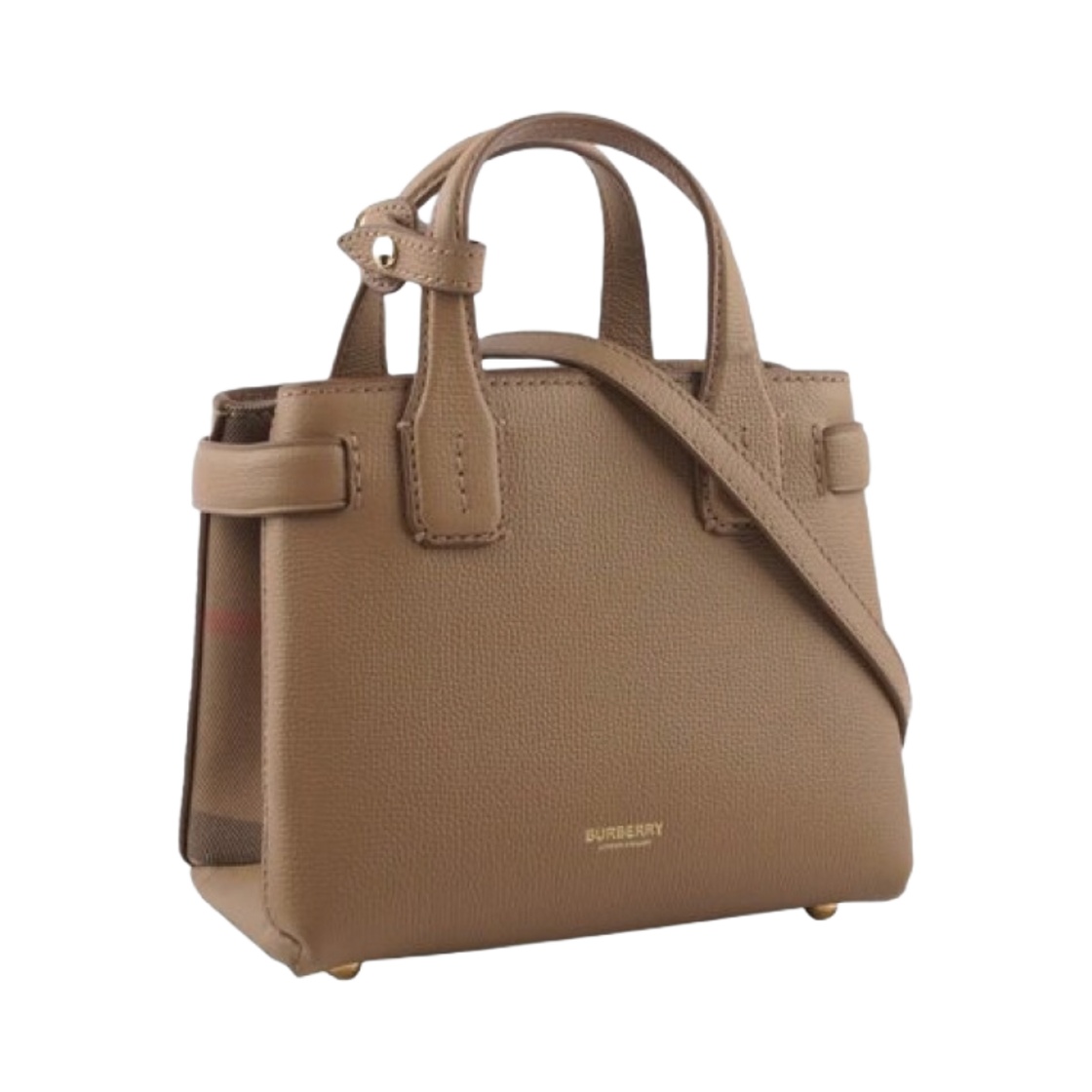 8067051 Burberry Baby Banner House Check Small Tote Bag Camel