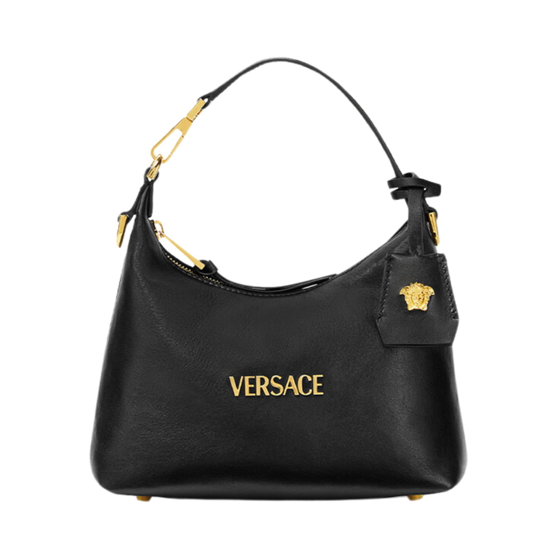 베르사체 태그 호보 핸드백 블랙 골드(Versace Tag Hobo Handbag Black Gold)