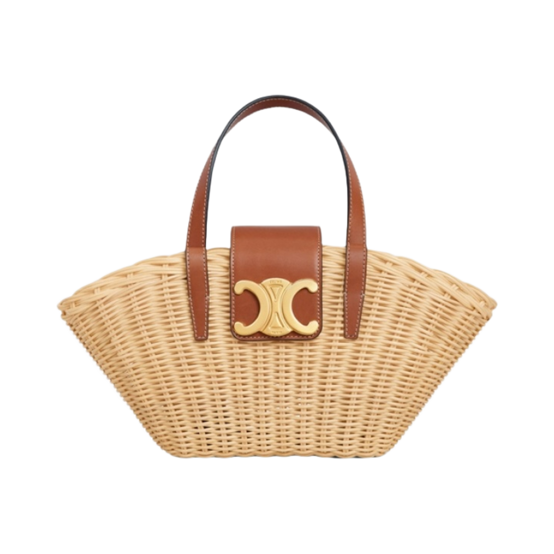 116572FWE-02NT Celine Teen Couffin in Wicker Natural Calfskin Natural Tan