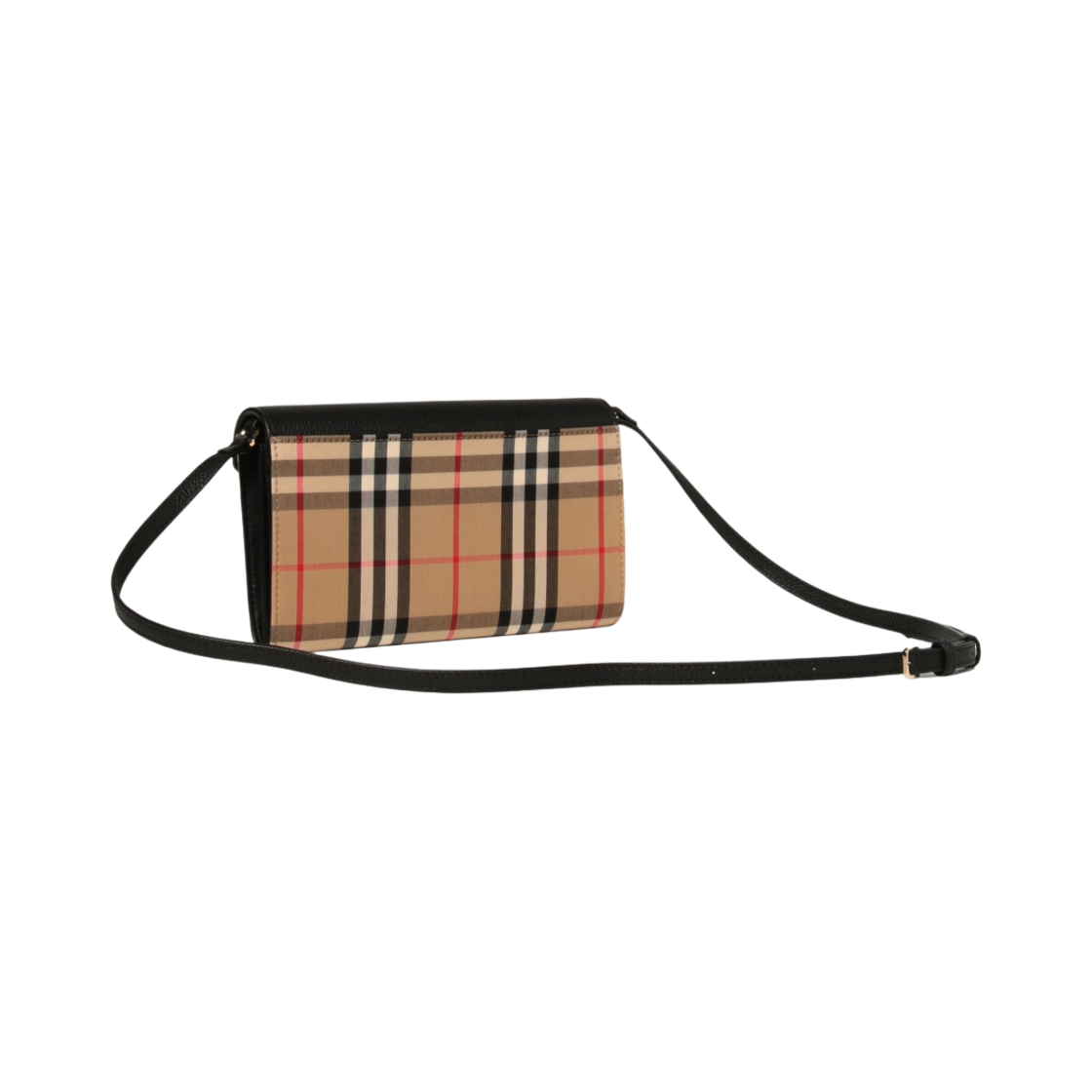 버버리 체크 캔버스 레더 숄더백 블랙(Burberry Check Canvas Leather Shoulder Bag Black) - 3