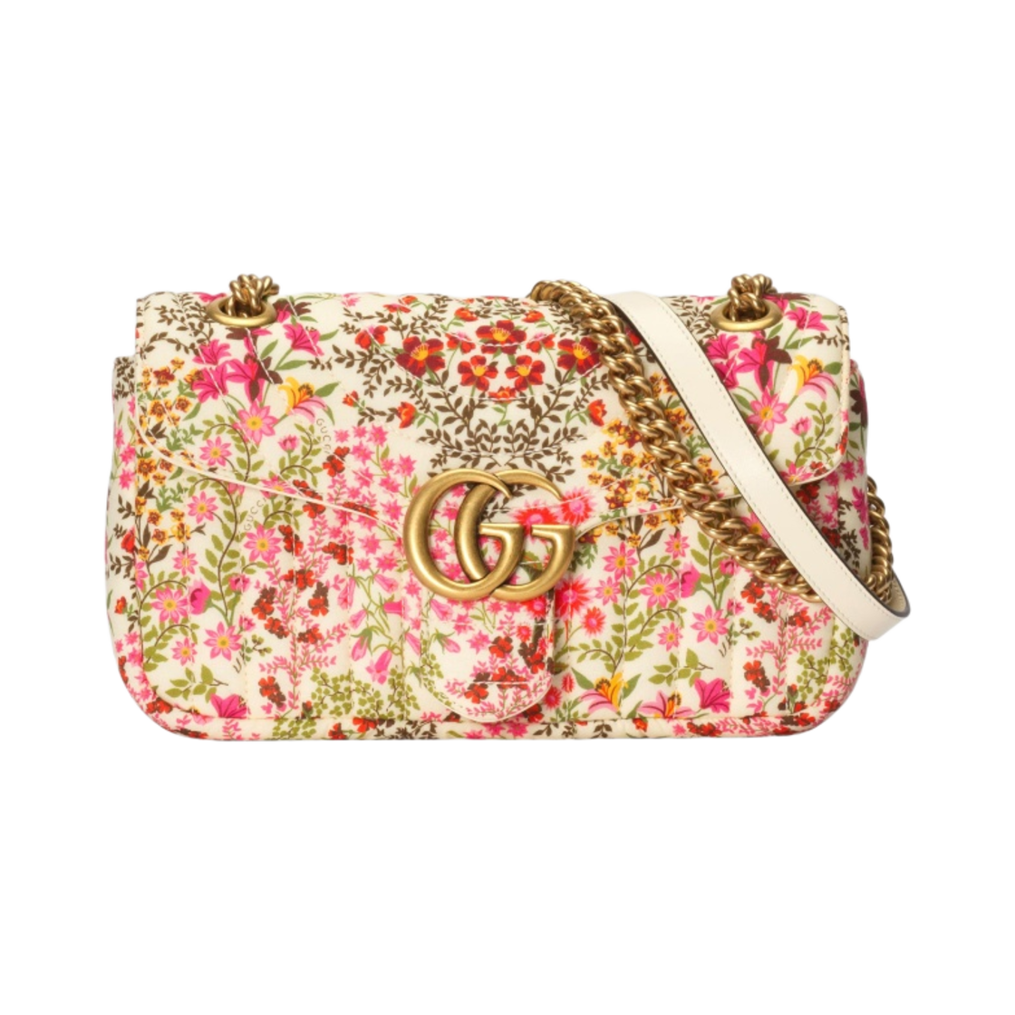구찌 GG 마몽 스몰 플로럴 숄더백 아이보리 핑크 코튼(Gucci GG Marmont Small Floral Shoulder Bag Ivory Pink Cotton) - 1