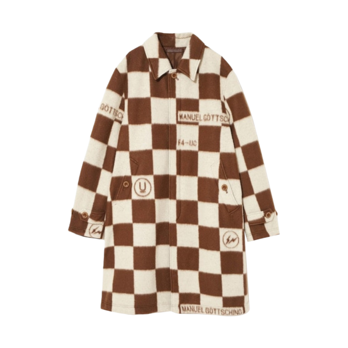 언더커버 x 프라그먼트 UC2C9305-1 플리스 코트 브라운 체크(Undercover x Fragment UC2C9305-1 Fleece Coat Brown Check)