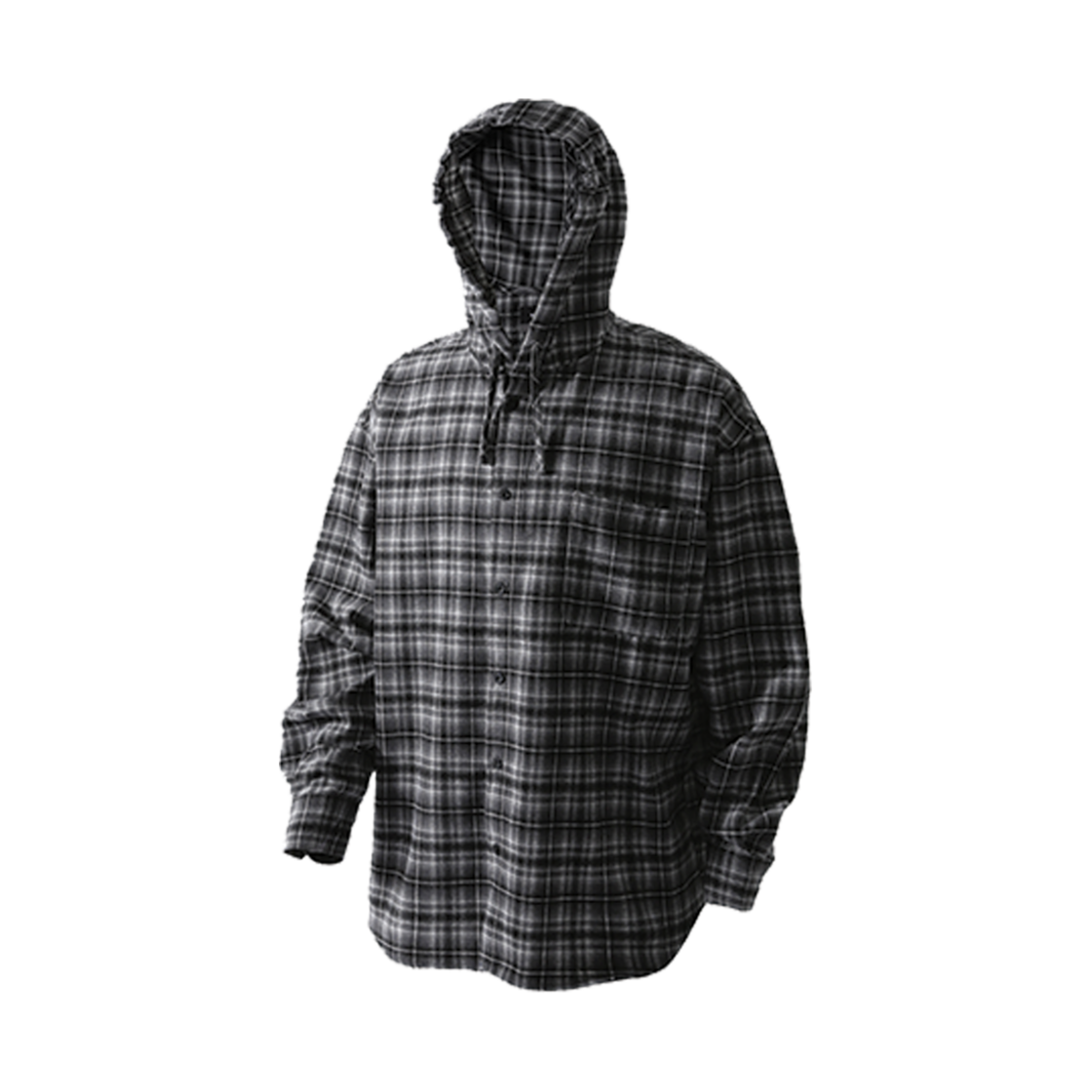 ROARINGRAD ♥ FLANNEL CHECK OVER HOOD SHIRT /追跡付 로어링라드 플란넬 체크 오버 후드 셔츠 블랙 | ROARINGRAD | KREAM