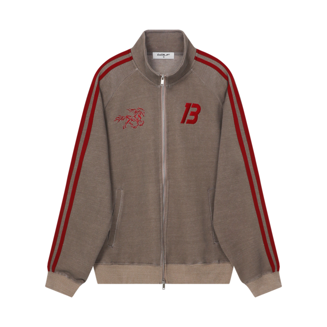 BO24FW-UBRW4 BAUF Horse Zip Up Jacket Brown