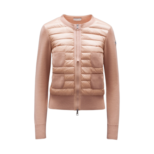 (W) Moncler Padded Wool Cardigan Light Pink - 23FW