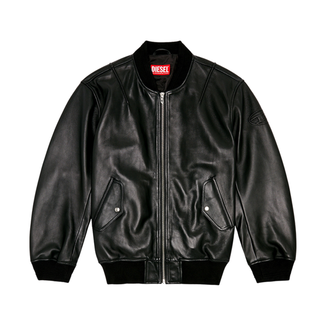 디젤 L-프릿츠-뉴 봄버 자켓 텀블드 레더 블랙