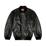 Diesel L-Pritts-New Bomber Jacket In Tumbled Leather Black