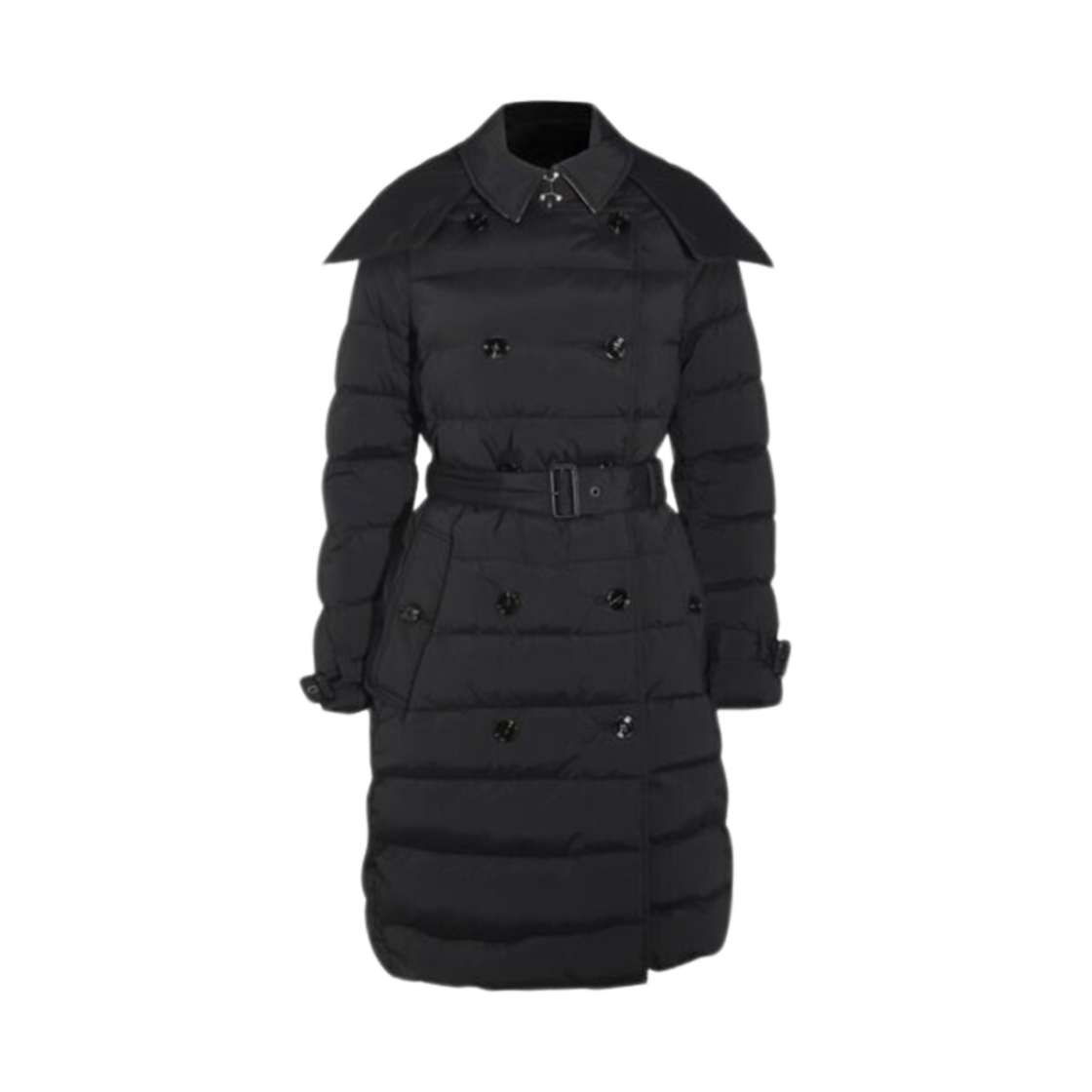 (W) 버버리 디테처블 후드 다운 필 코트 블랙((W) Burberry Detachable Hood Down Filled Coat Black)