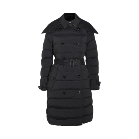 (W) Burberry Detachable Hood Down Filled Coat Black