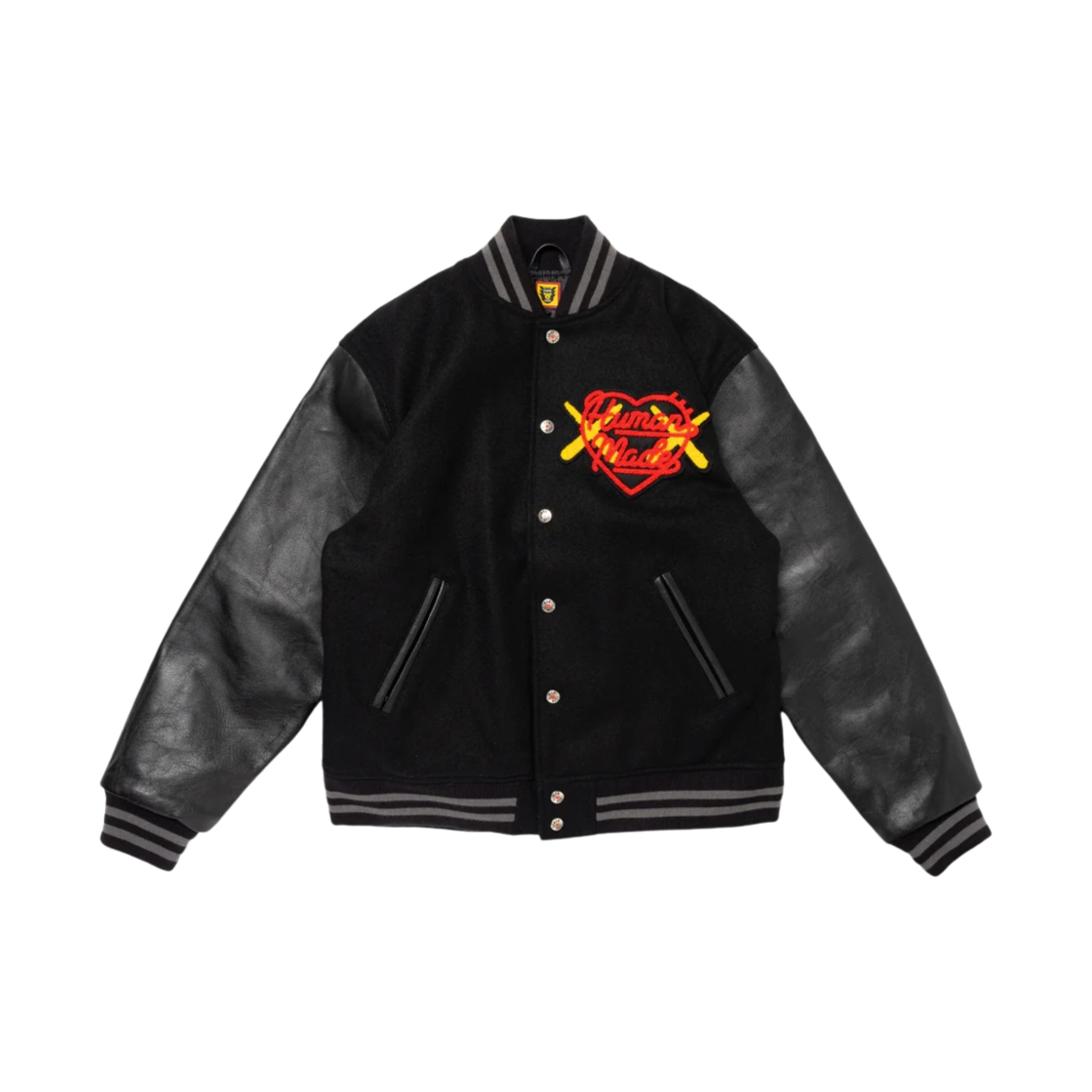 휴먼 메이드 x 카우스 바시티 자켓 #2 블랙(Human Made x Kaws Varsity Jacket #2 Black)
