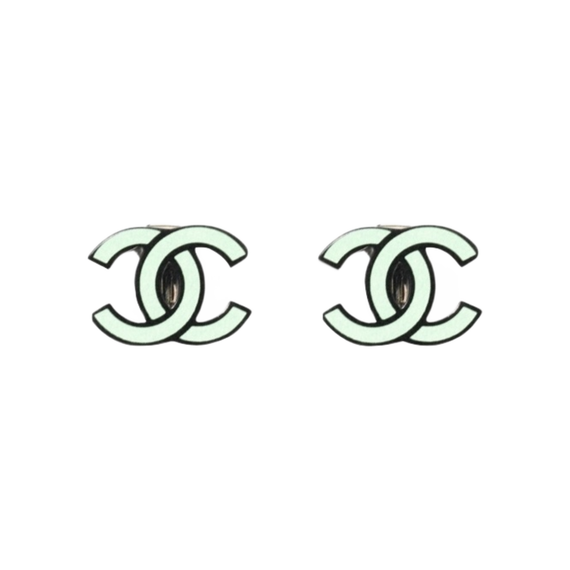 (W) 샤넬 이어링 메탈 레진 & 골드 그린 블랙((W) Chanel Earrings Metal Resin & Gold Green Black) - 1