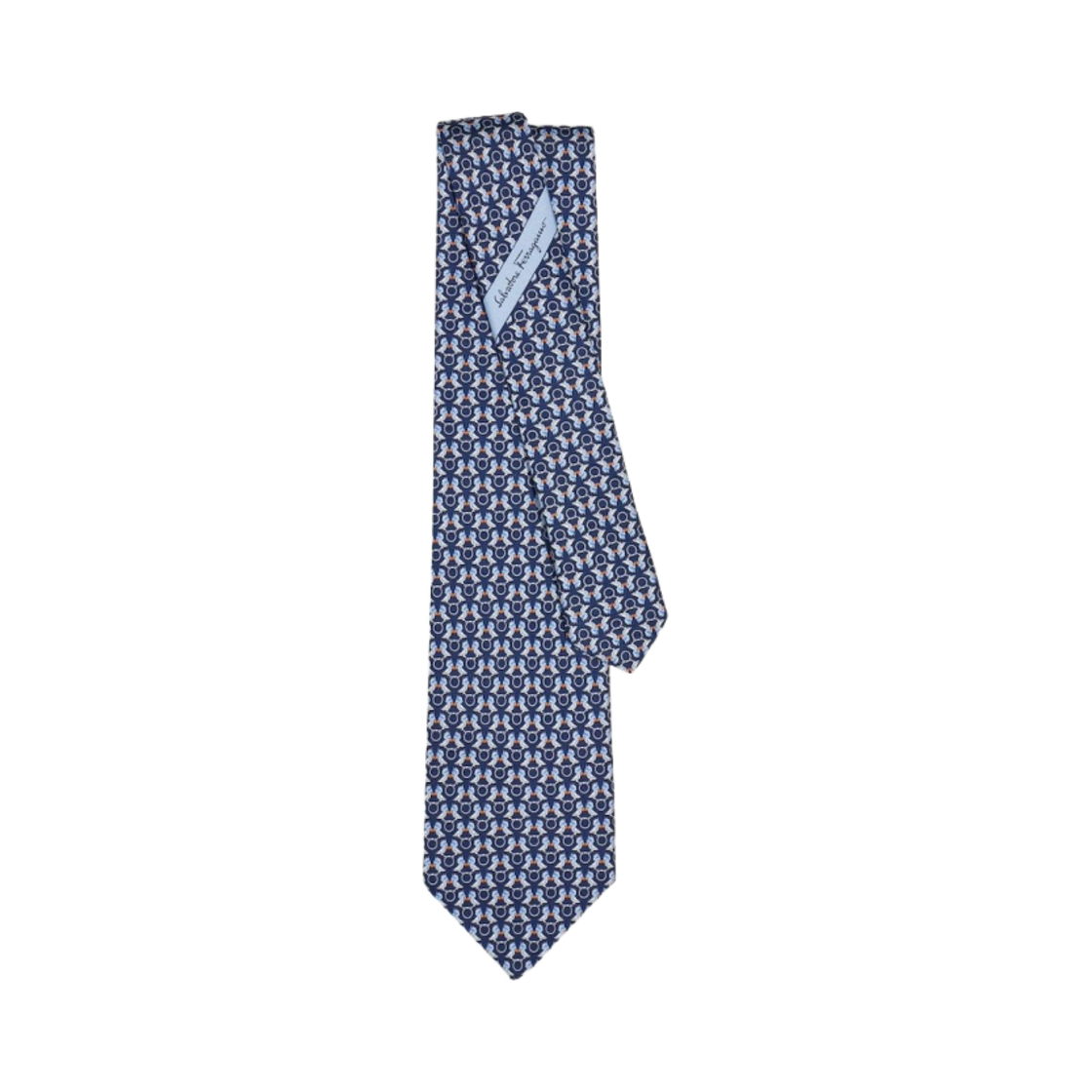 페라가모 후포 프린트 실크 타이 네이비 블루(Ferragamo Hoopoe Print Silk Tie Navy Blue) - 1