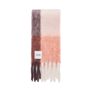 COS Fringe Brushed Mohair Muffler Apricot Checked