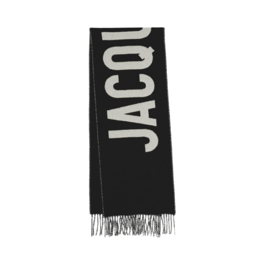 226AC435-5007-990 Jacquemus L'echarpe Fringe Logo Scarf Black
