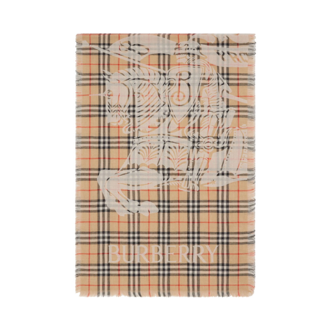 (W) 버버리 EKD 체크 울 스카프 샌드((W) Burberry EKD Check Wool Scarf Sand)