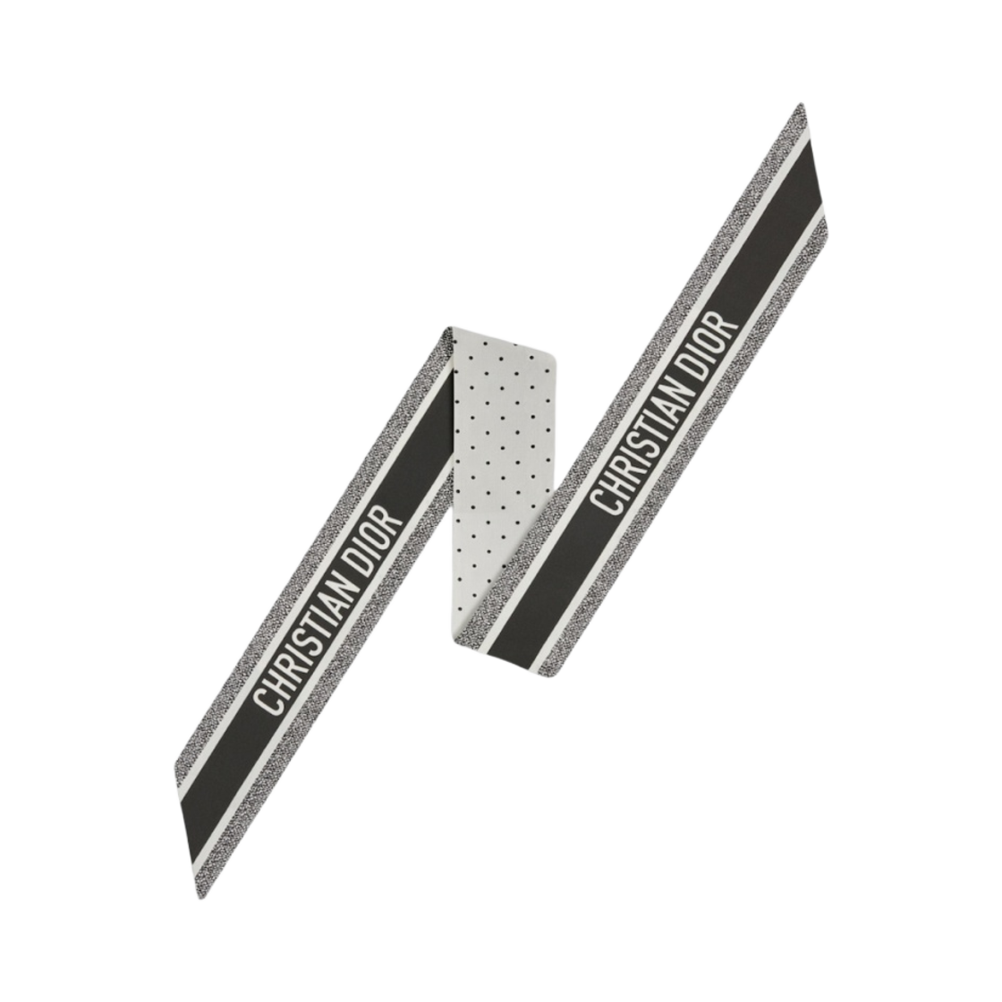 (W) 디올 도트 미차 실크 트윌 스카프 아이보리 블랙((W) Dior Dots Mitzah Silk Twill Scarf Ivory Black) - 2