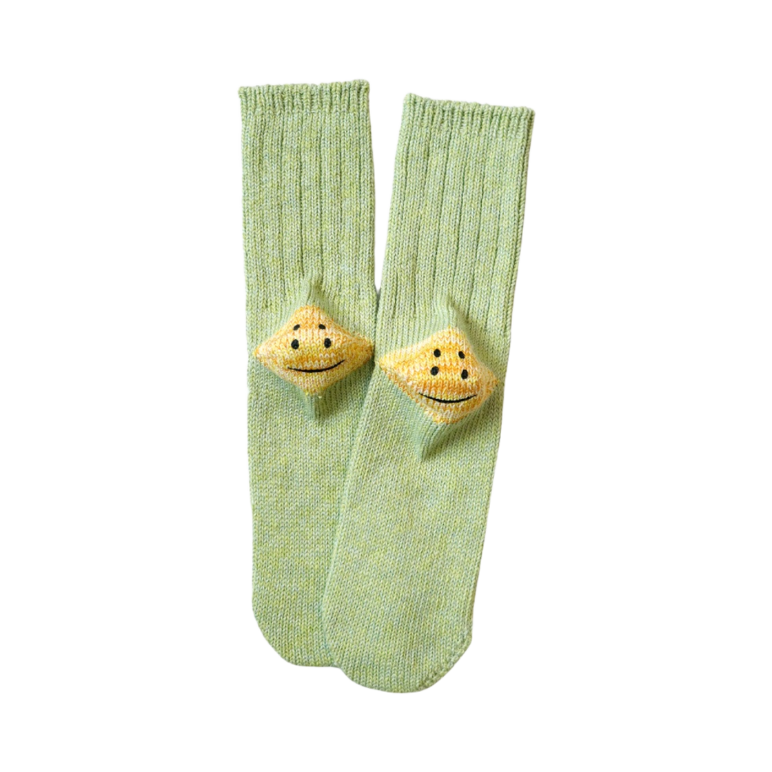 EK-1363 Kapital 56 Pieces 3×1 Rib Rainbowy Happy Heel Socks Green