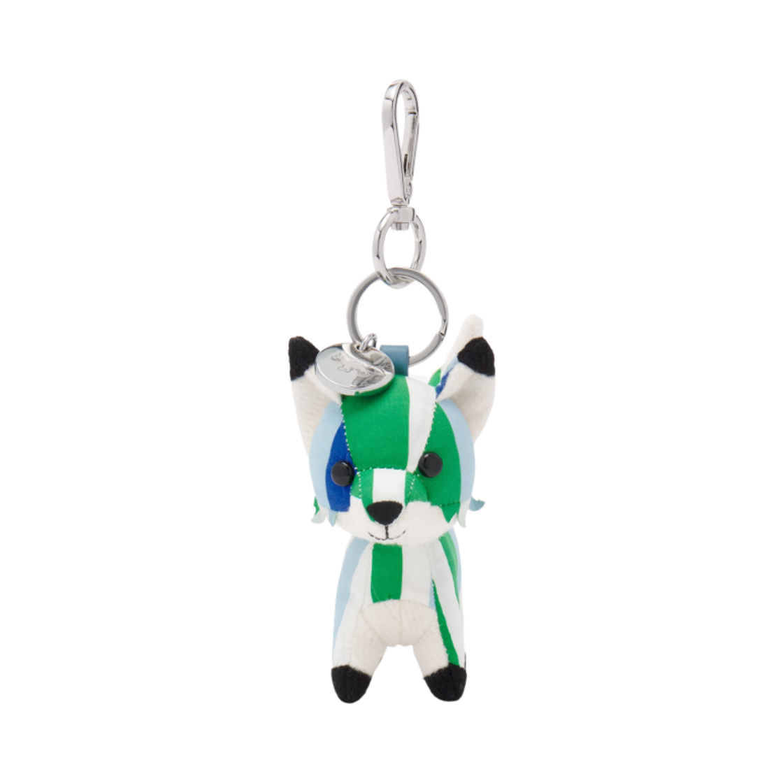 메종 키츠네 스몰 스트라이프 폭스 백 참 블루 그린(Maison Kitsune Small Stripes Fox Bag Charm Blue Green) - 1