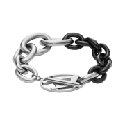 Diesel Dx1531 Two-Tone Stainless Steel Chain Bracelet Silver Black