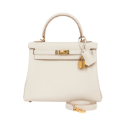 Hermes Kelly II 25 Bag Retourne Togo & Gold Craie