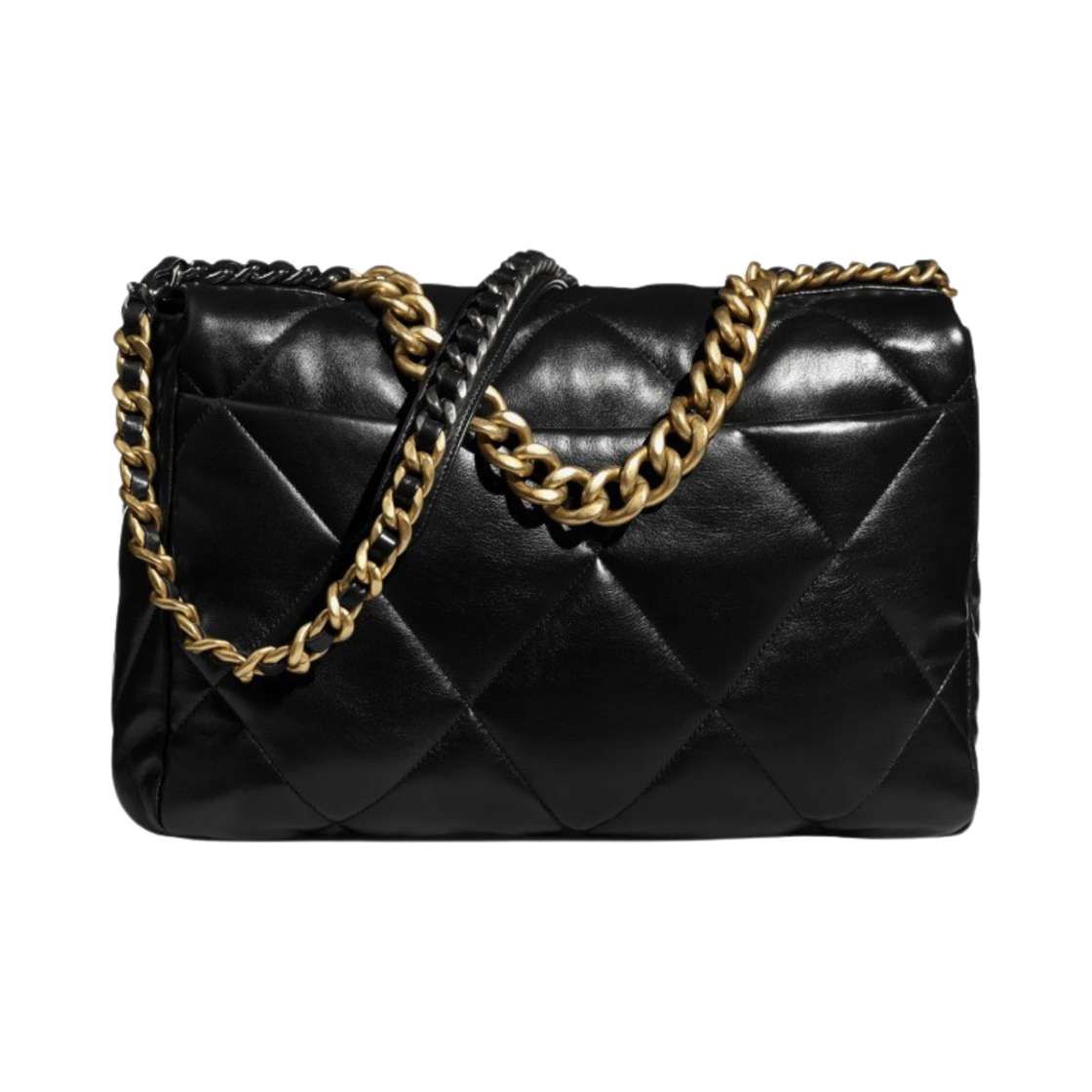 샤넬 19 맥시 핸드백 램스킨 & 골드 실버 메탈 블랙(Chanel 19 Maxi Handbag Lambskin & Gold Silver Black) - 2