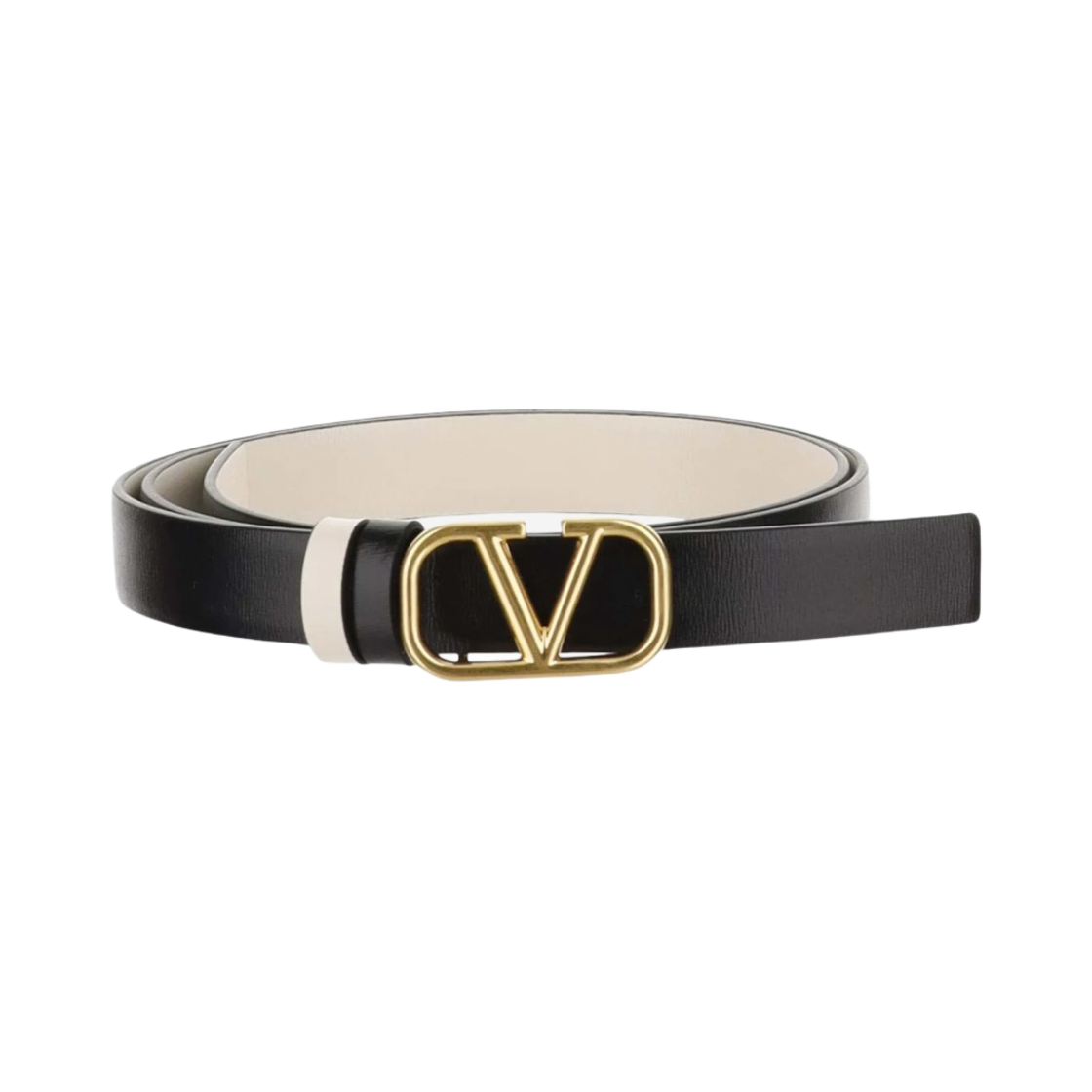 T0S12ZFRL60 (W) Valentino Reversible Vlogo Signature Belt in Glossy Calfskin 20mm Black