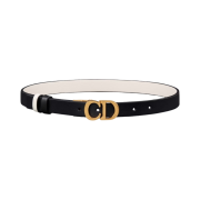 (W) Dior 20mm Reversible Saddle Smooth Calfskin Belt Black Latte