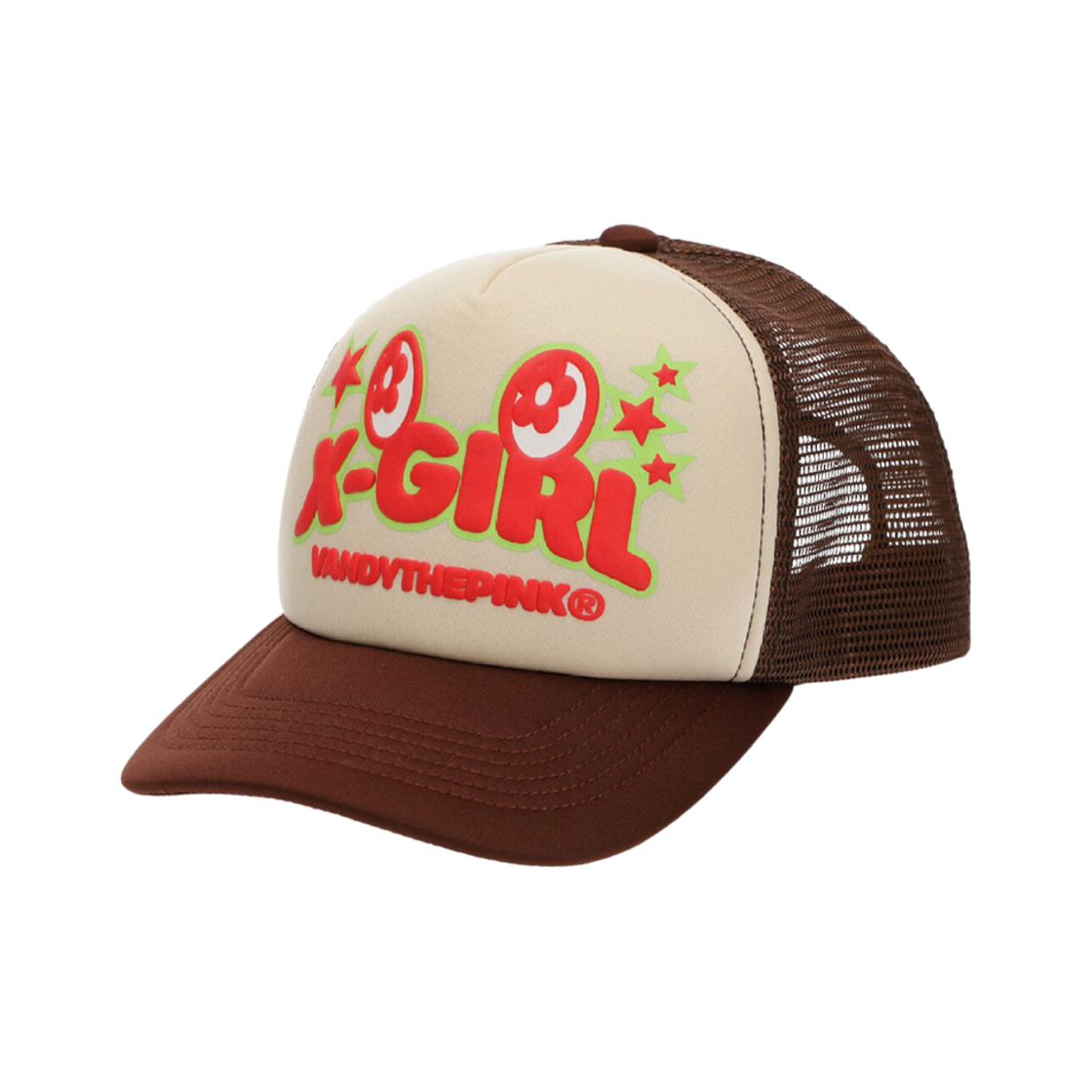 반디 더 핑크 x 엑스걸 트러커 캡 브라운(Vandy The Pink x X-Girl Trucker Cap Brown)