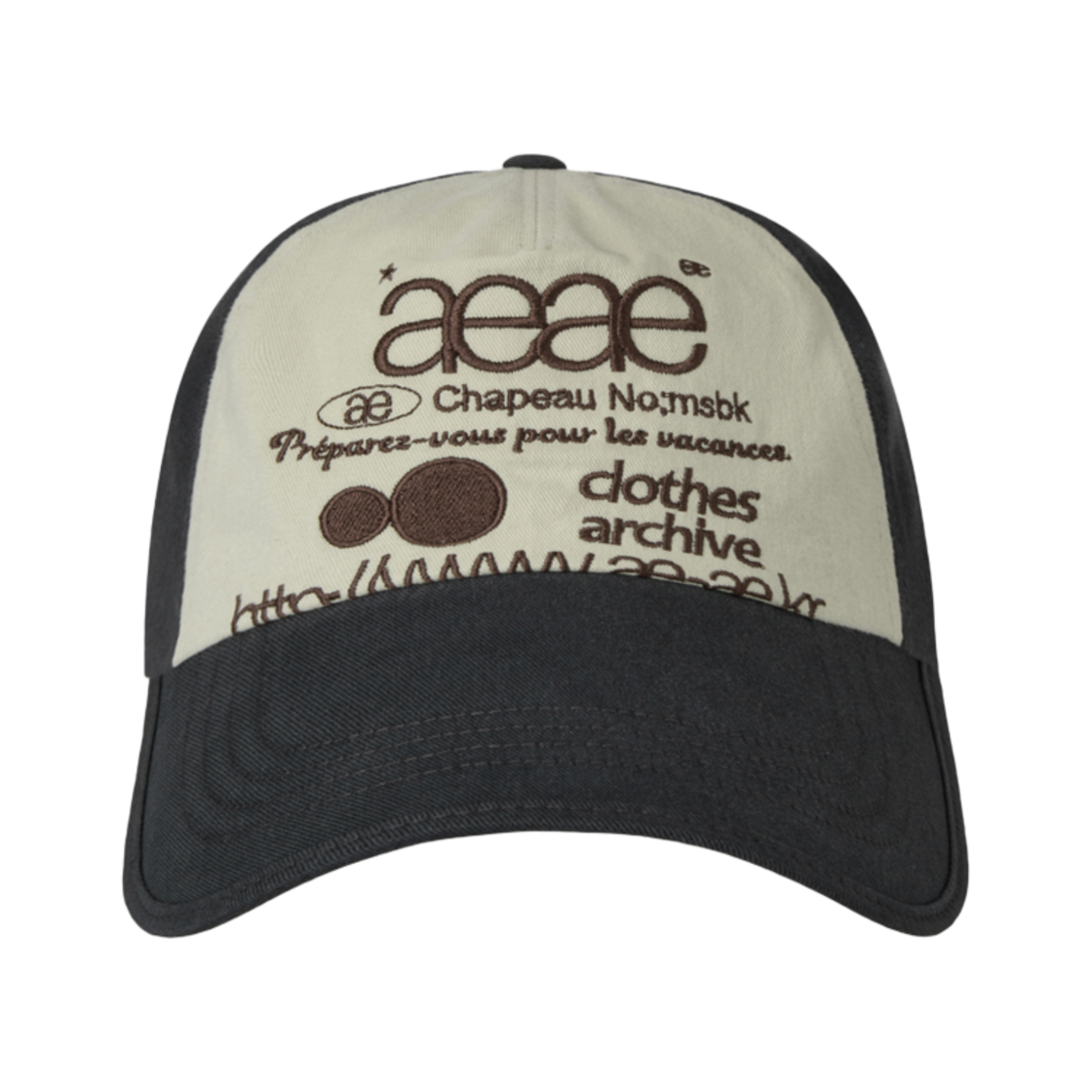 에이에이 웹 로고 5패널 볼캡 네이비 아이보리(Aeae Web Logo 5 Pannel Ball Cap Navy Ivory)