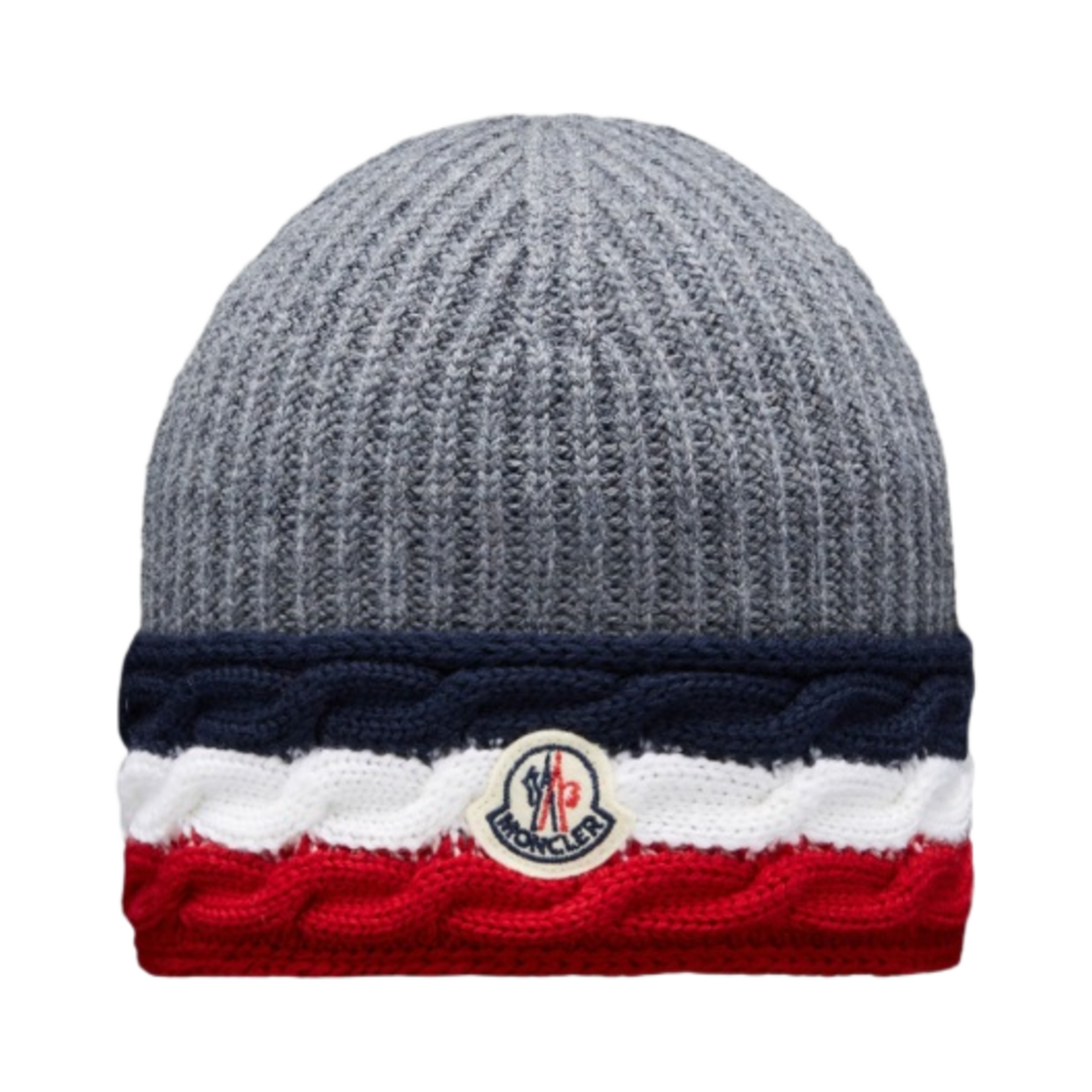 (키즈) 몽클레르 트라이컬러 울 비니 다크 그레이 멜란지 - 22FW((Kids) Moncler Tricolor Wool Beanie Dark Grey Melange - 22FW) - 1