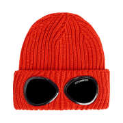 C.P. Company Extra Fine Merino Wool Goggle Beanie Pompeian Red - 23FW