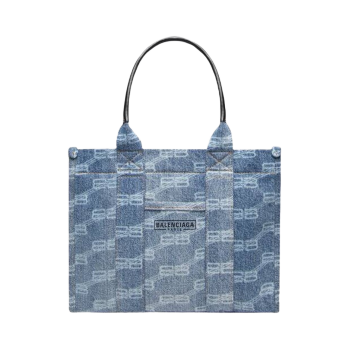 발렌시아가 스트랩 BB 모노그램 블리치드 하드웨어 스몰 토트백 데님 블루(Balenciaga Strap BB Monogram Bleached Hardware Small Tote Bag Denim Blue) - 1