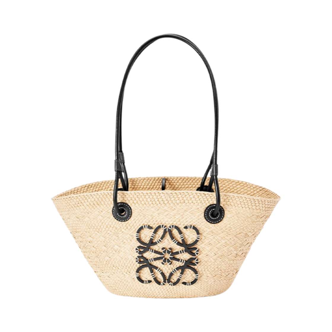로에베 스몰 아나그램 베스킷백 인 이라카 팜 앤 카프스킨 내츄럴 블랙(Loewe Small Anagram Basket Bag In Iraca Palm and Calfskin Natural Black)