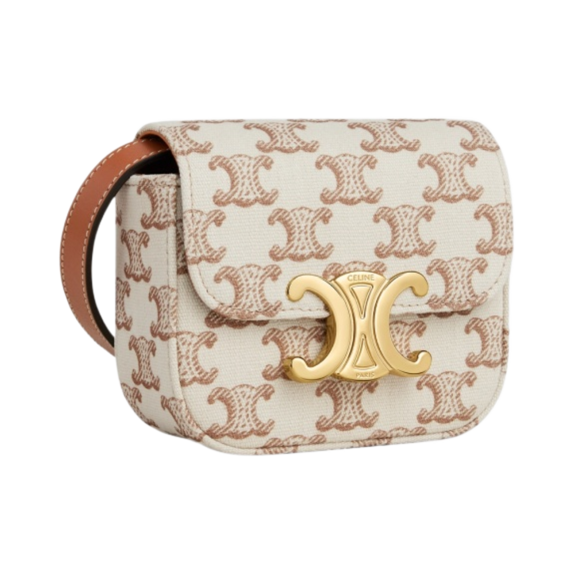 셀린느 카프스킨 트리옴페 프린트 텍스타일 미니 클라우드 화이트(Celine Mini Claude in Textile with Triomphe Print and Calfskin White) - 2