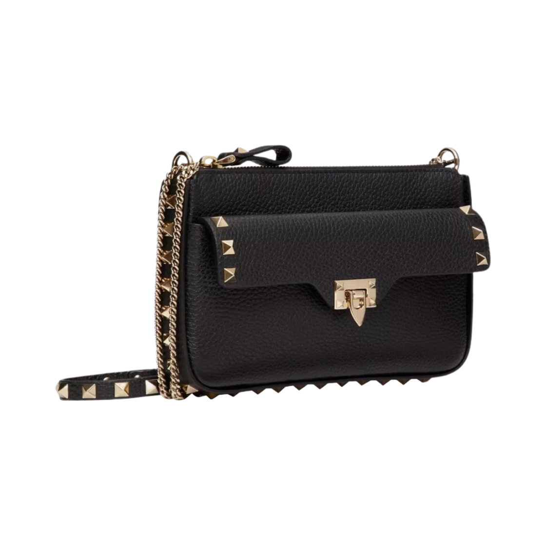 발렌티노 그레인드 카프스킨 락스터드 체인 파우치 블랙(Valentino Rockstud Chain Pouch in Grained Calfskin Black) - 2