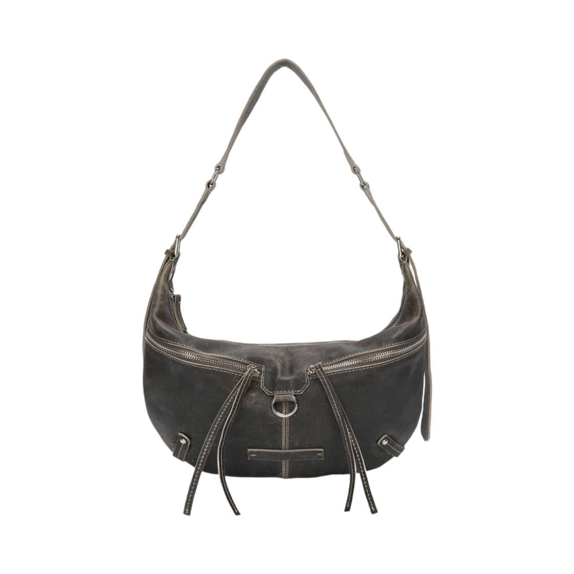 마뗑킴 지퍼 레더 라운드백 브라운